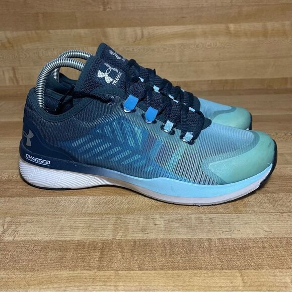 Under Armour Cages Threadborne Push TR Womens 9 Blue Running Shoes Sneakers - Picture 1 of 7